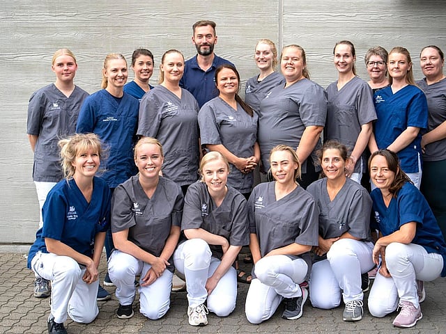 En gruppe mennesker, der poserer for et foto.