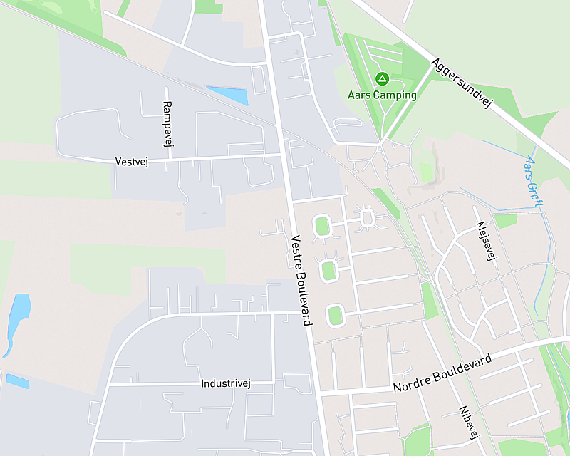 Et kort der viser beliggenheden af AniCura Familiedyrlægerne Aars