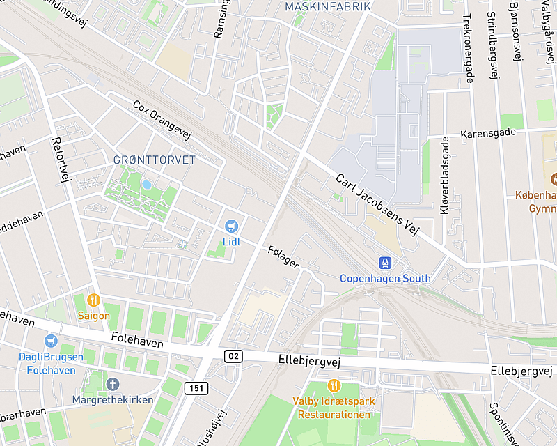 Et kort der viser beliggenheden af AniCura Københavns Dyrehospital