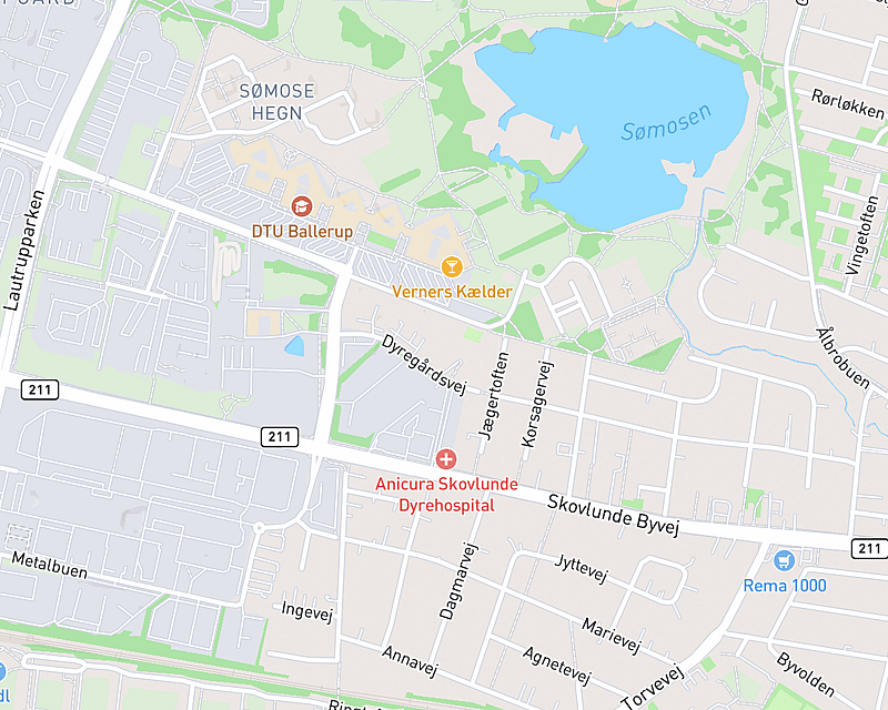 Et kort der viser beliggenheden af AniCura Skovlunde Dyrehospital