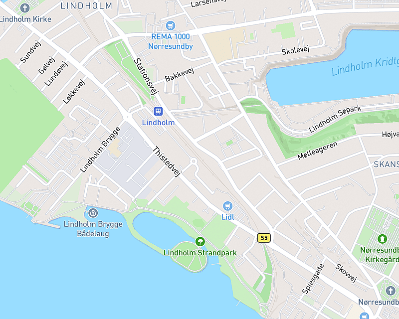 Et kort der viser beliggenheden af AniCura Dyreklinikken Nørresundby
