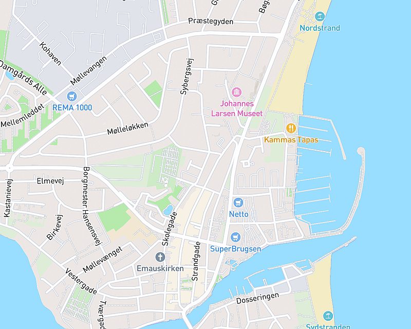 Et kort der viser beliggenheden af AniCura Rynkeby Dyreklinik Kerteminde