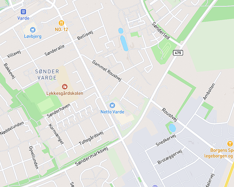 Et kort der viser beliggenheden af AniCura Varde Dyrehospital