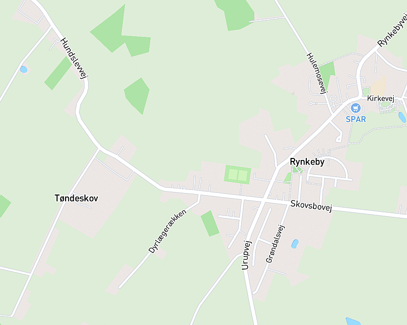 Et kort der viser beliggenheden af AniCura Rynkeby Dyreklinik Rynkeby